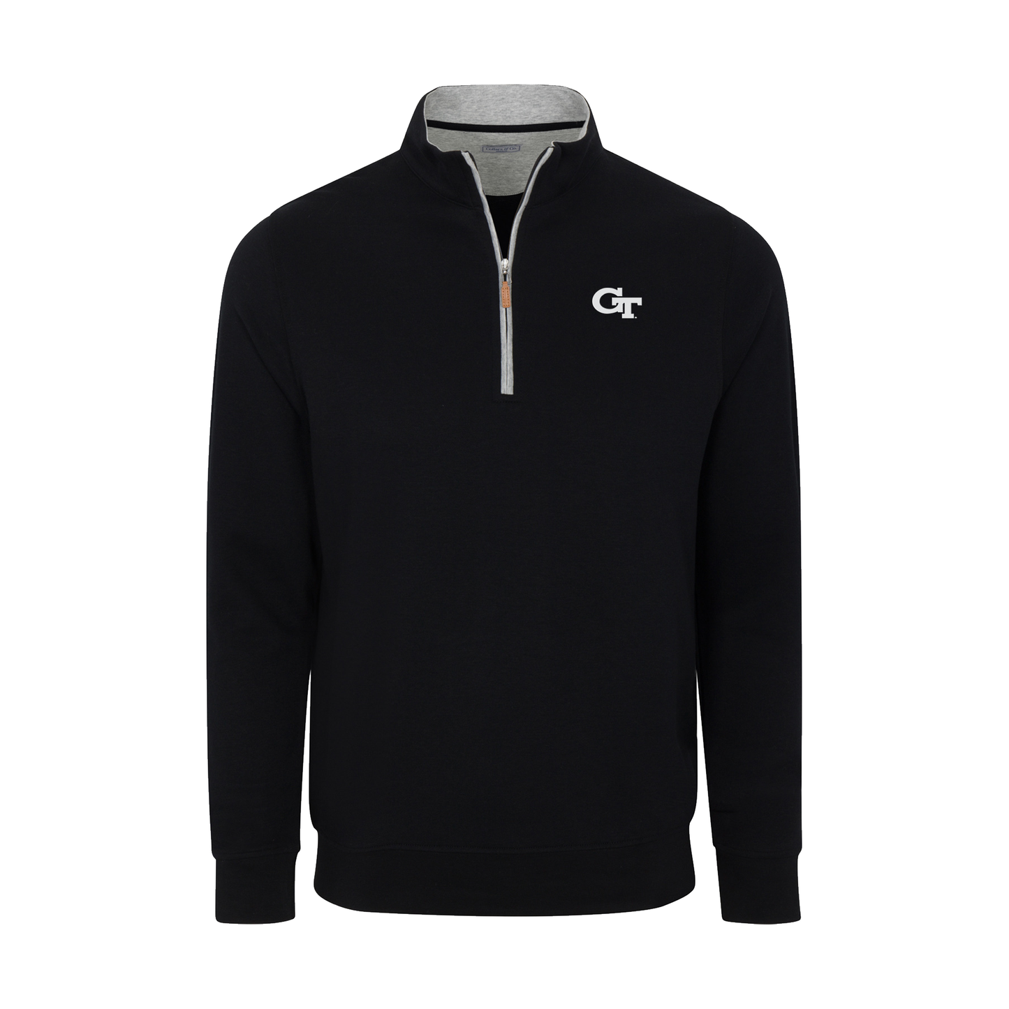 Georgia Tech Heather Cloud Cotton Quarter Zip Pullover Black with Light Grey Trim