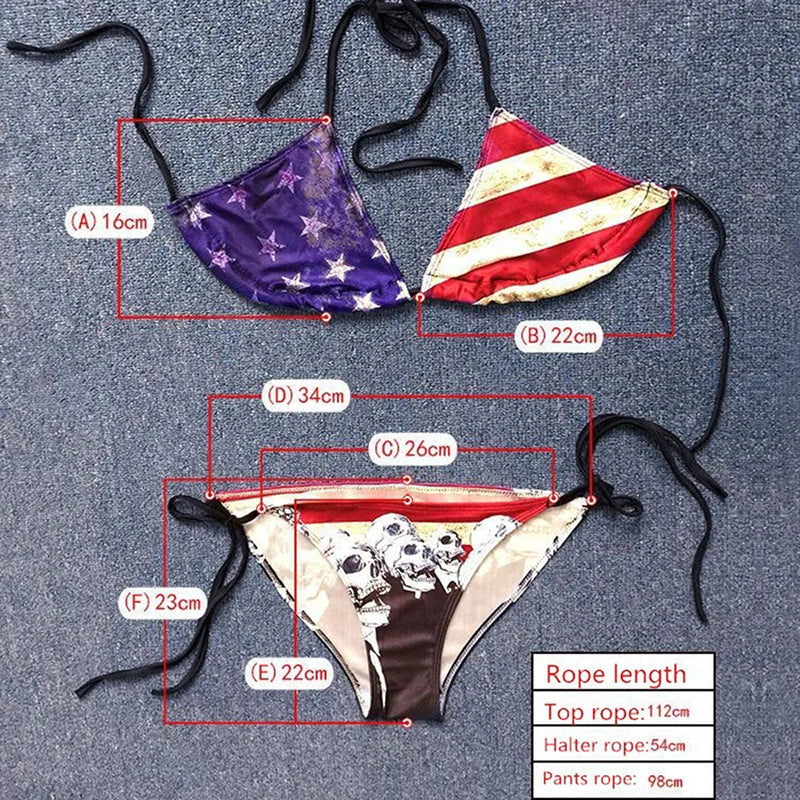 Bikinis 2021 Mujer Swimwear Plavky Beach Wear Skull Hand Printed Bikini Maillot De Bain Femme Biquini Swimsuit Y03028