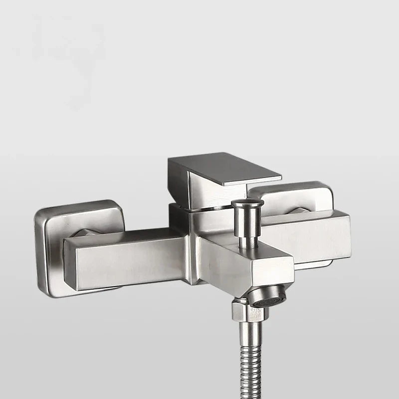 Bathroom Shower Faucet Stainless Steel Triple Bathtub Faucet Mixers Hot Cold Mixer Valve Nozzle Tap Wall Mounted Home Shower Set