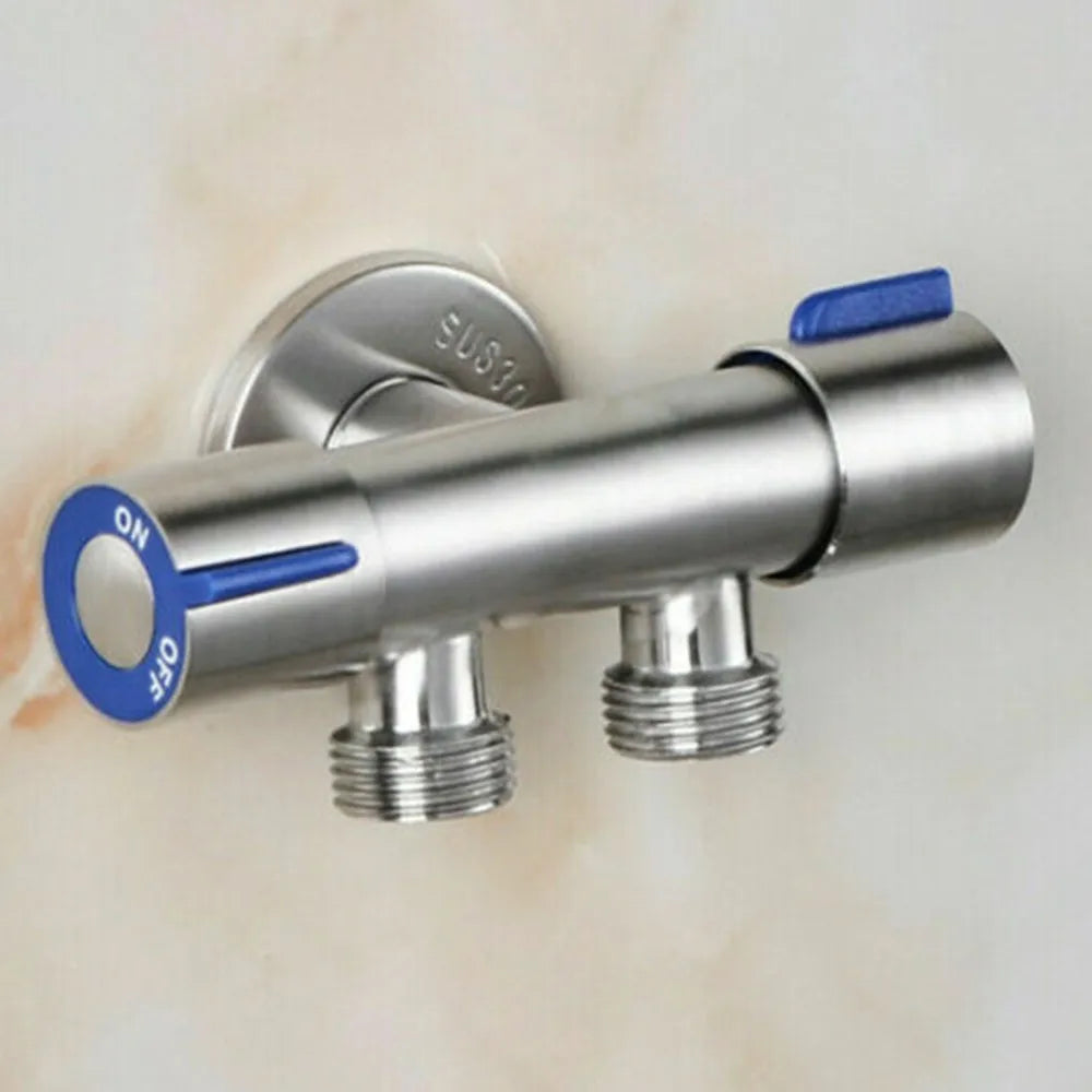 Bathroom Double Handle Faucet Dual Control Stainless Steel Cold Water Faucet Bathroom Washing Machine Faucet Triangle Valve