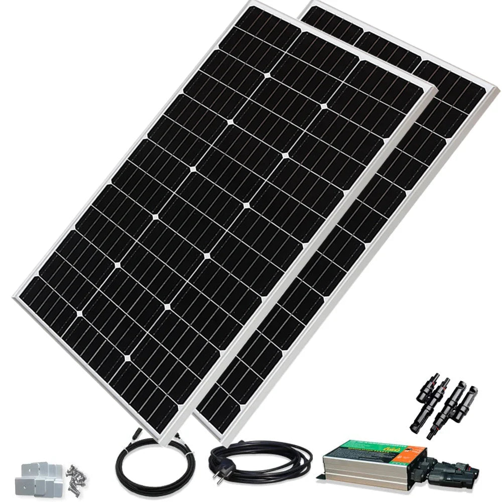 Balcony Solar Panel System 900W 600W 300W -Solar Panels Grid-connected photovoltaics System rigid plug and play home system 220v photovoltaic panel micro inverter for home balcony power EU socket