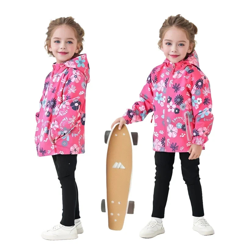 Dubbped New Fashion Spring Autumn Jackets Rian Girls Coat Waterproof Windproof Windbreaker Hooded Kids Clothes 3-12Y