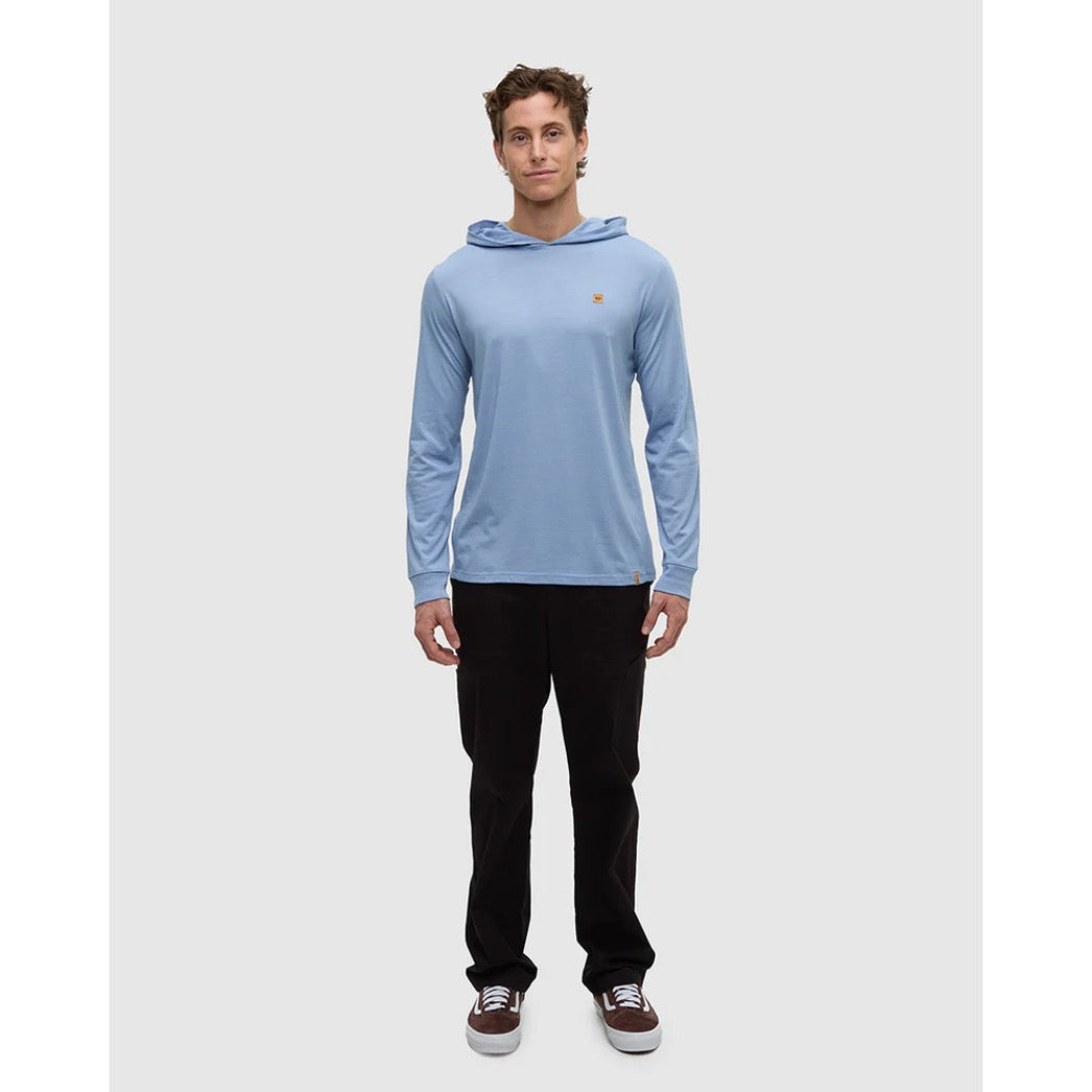 TENTREE - BAKER HOODED LONGSLEEVE TEE | Lakeside Blue Heather