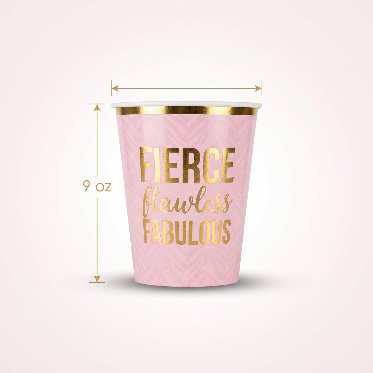 "Fierce, Flawless, Fabulous" Pink Plastic Party Cups, 9 oz, 30 Pack