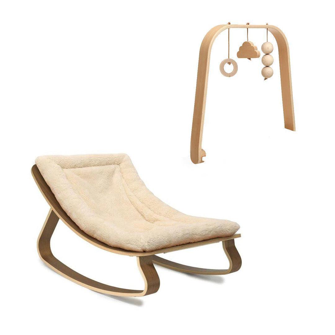 Charlie Crane LEVO Baby Rocker - Walnut + Teddy Fur Milk