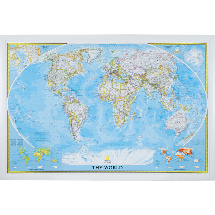 Classic World Push Pin Map – Contemporary White