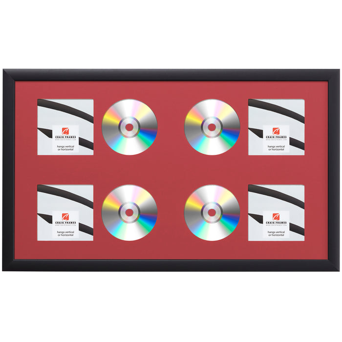 Contemporary Black Four CD Display Frame – Cardinal Mat