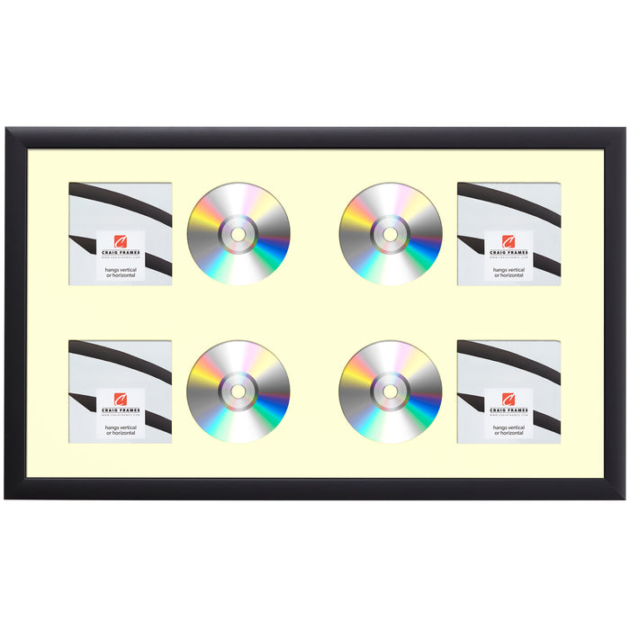 Contemporary Black Four CD Display Frame – Oat Mat