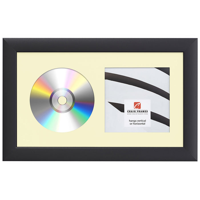 Contemporary Black Single CD Display Frame – Oat Mat