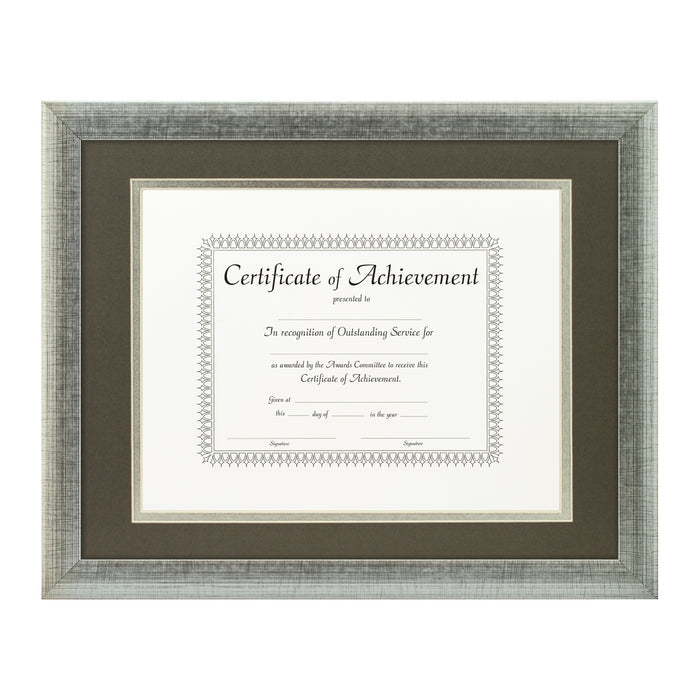 Contemporary Scratched Silver Document Frame – Cinder/Silver Mat