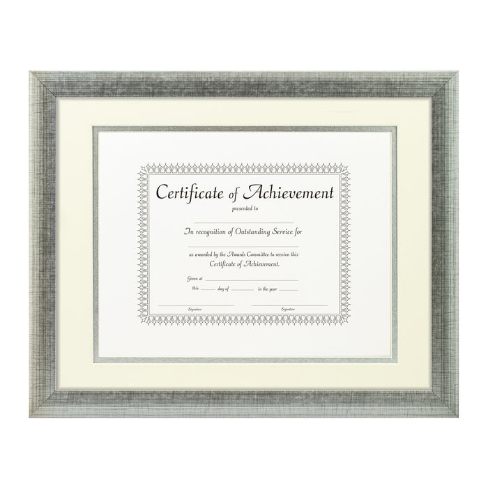 Contemporary Scratched Silver Document Frame – Papyrus/Silver Mat