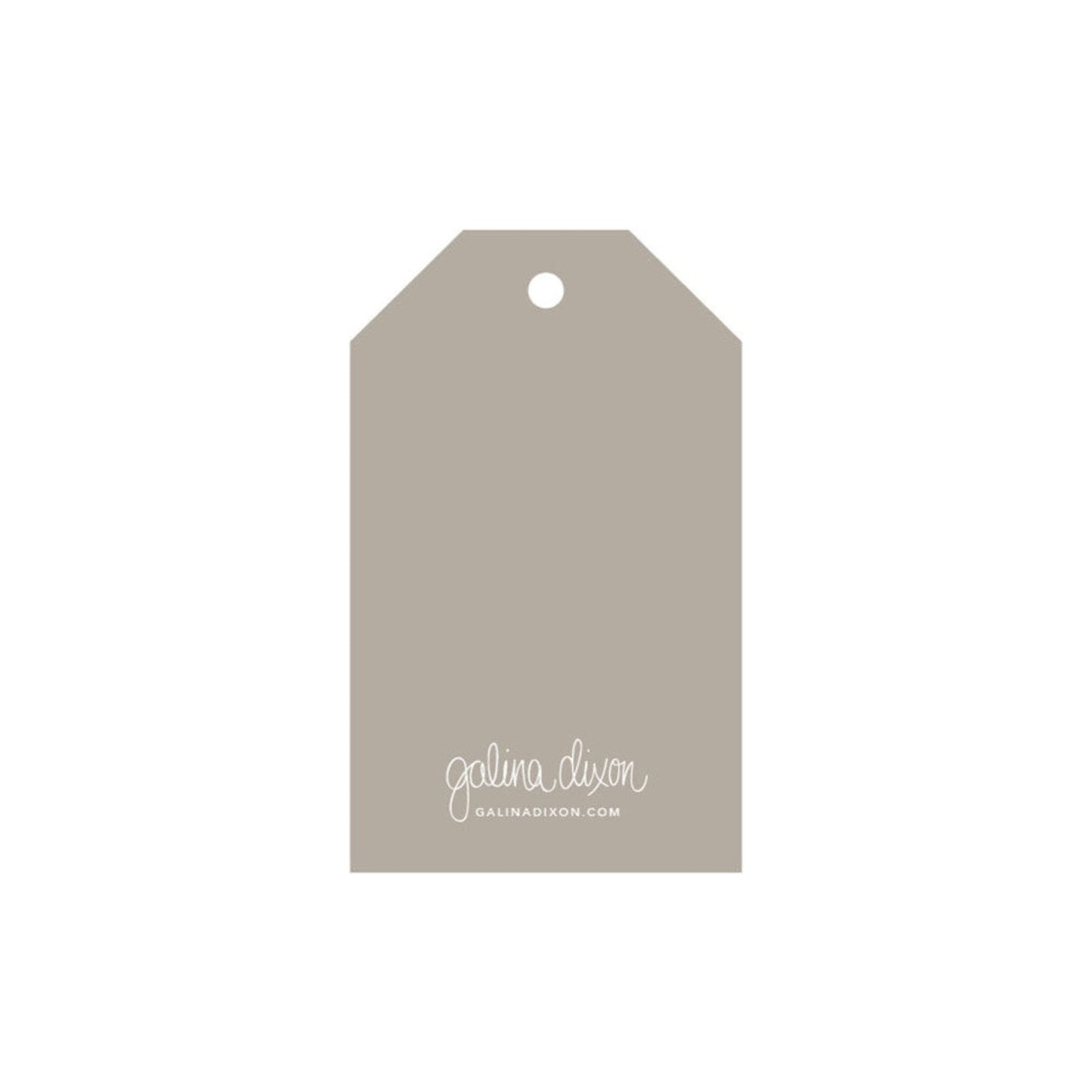 galina dixon | gift tag | hello little one grey - white text