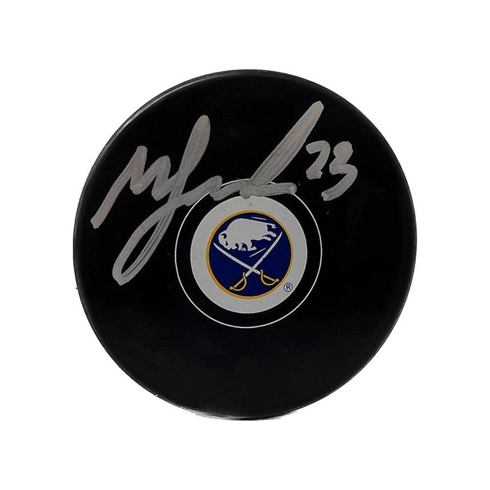 Mattias Samuelsson Signed Buffalo Sabres Logo Puck Signed Hockey Puck TSE Buffalo
