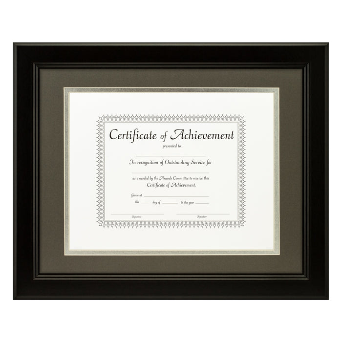 Mossehaus Black Satin Document Frame – Cinder/Silver Mat