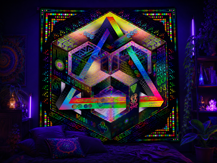 Neon UV Active Fluro Tapestry / Backdrop of Prismatic Equation