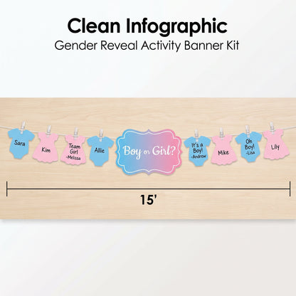 "Boy or Girl?" Gender Reveal Activity Banner Kit, 15-ft for Baby Showers