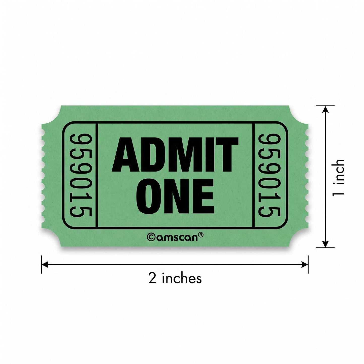 "Admit One" Ticket Roll - Green, 1000-Pairs