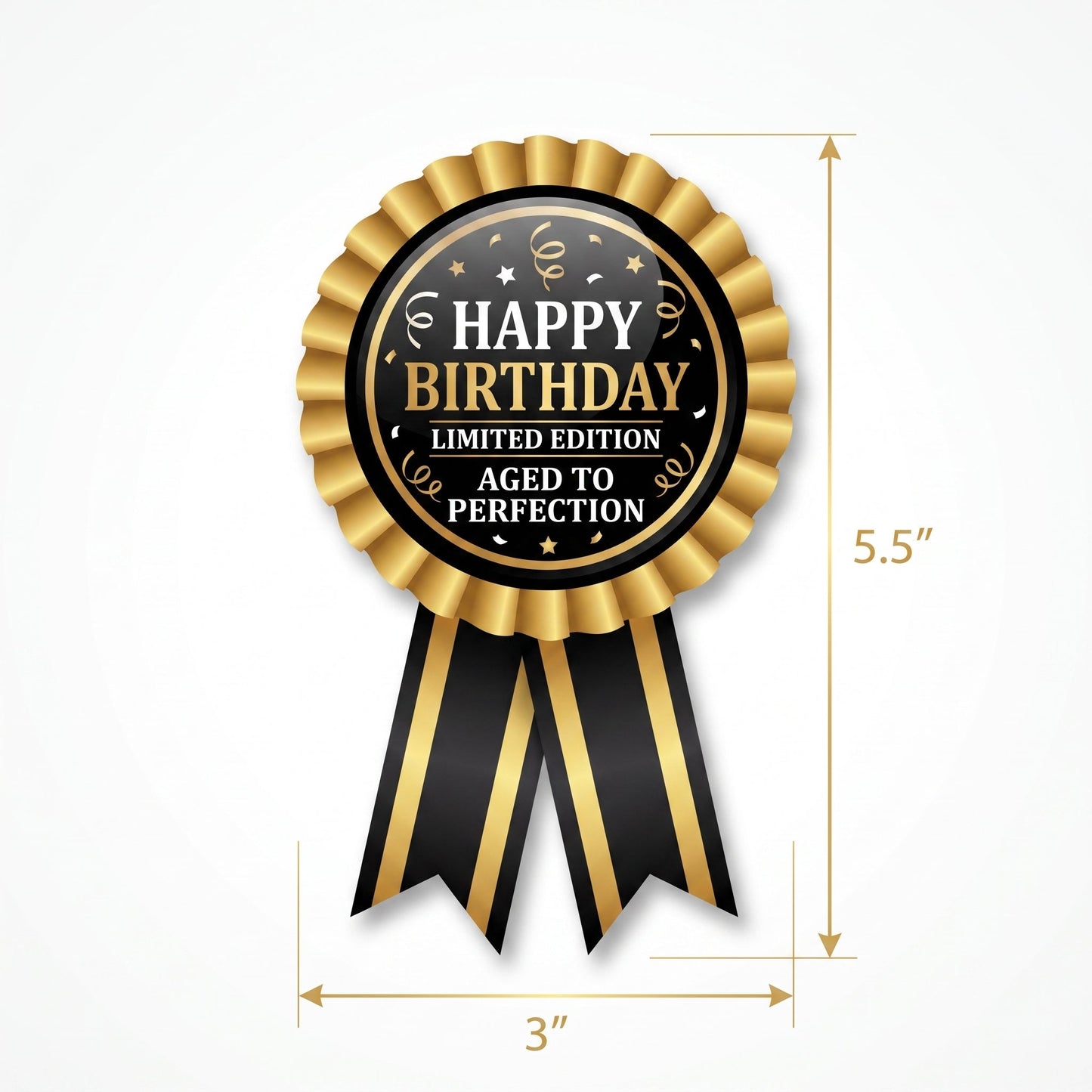 "Better with Age" Birthday Award Ribbon - Black/Gold