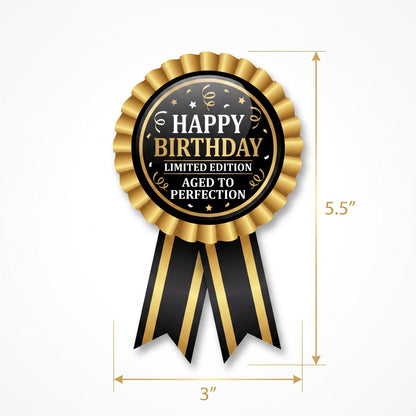 "Better with Age" Birthday Award Ribbon - Black/Gold
