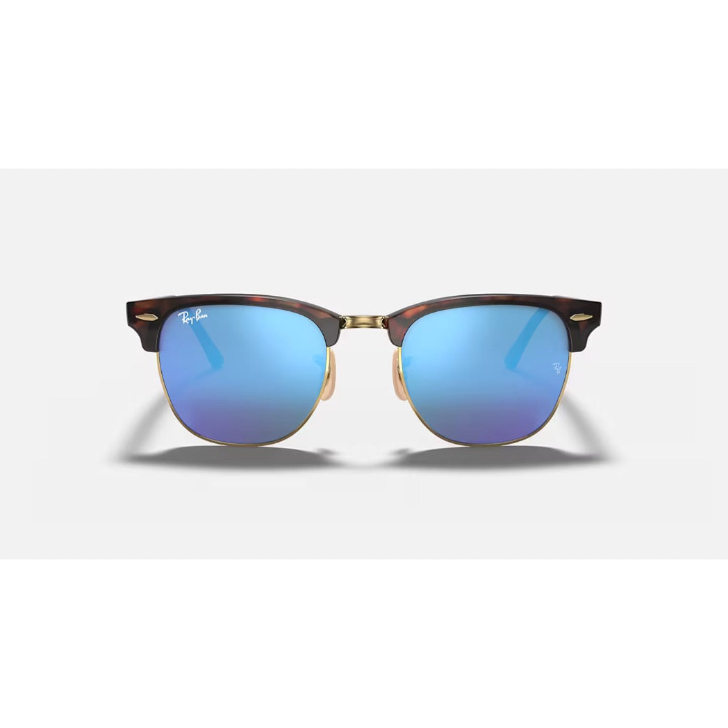 RAYBAN - CLUBMASTER | Matte Havana On Gold w/ Blue Flash