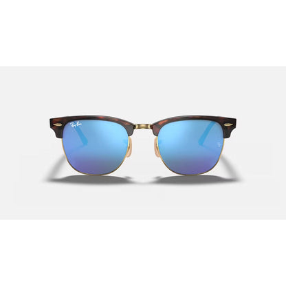 RAYBAN - CLUBMASTER | Matte Havana On Gold w/ Blue Flash