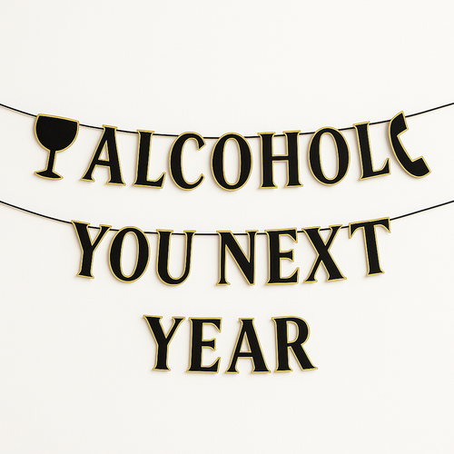 "Alcohol You Next Year" New Year's Eve Letter Banner Kit, 2-Pack