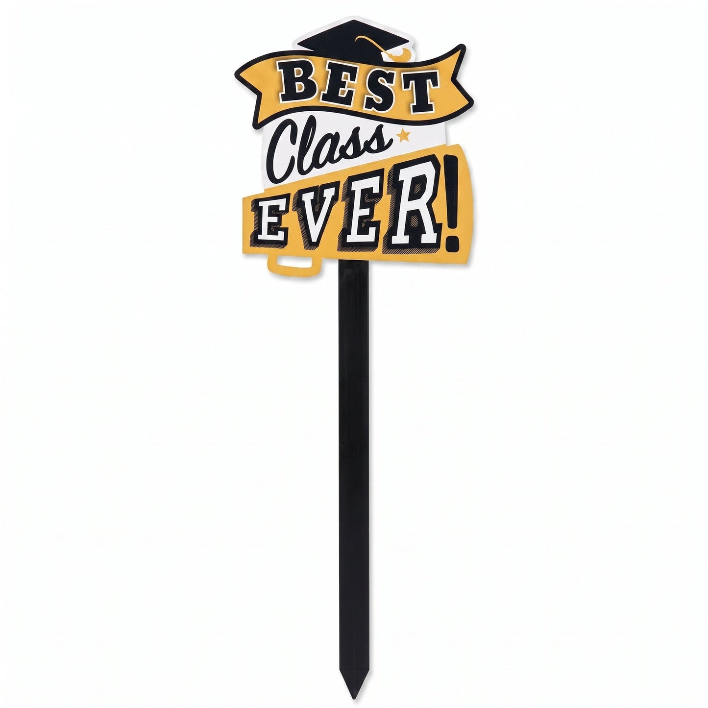 "Best Class Ever" Graduation Yard Stake Sign, Gold/Black, 8.5-in