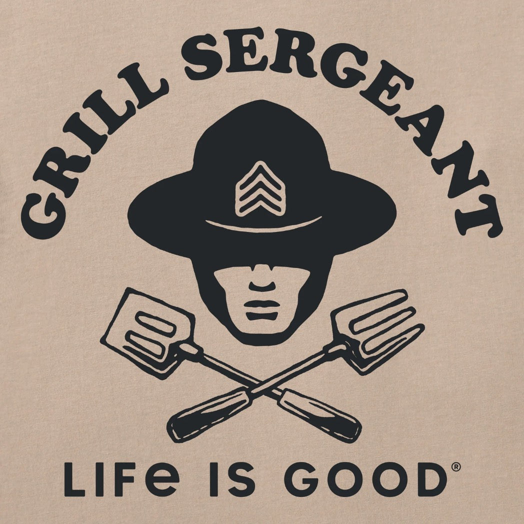 LIFE IS GOOD - MENS CRUSHER TEE | Grill Sargeant Oat Brown