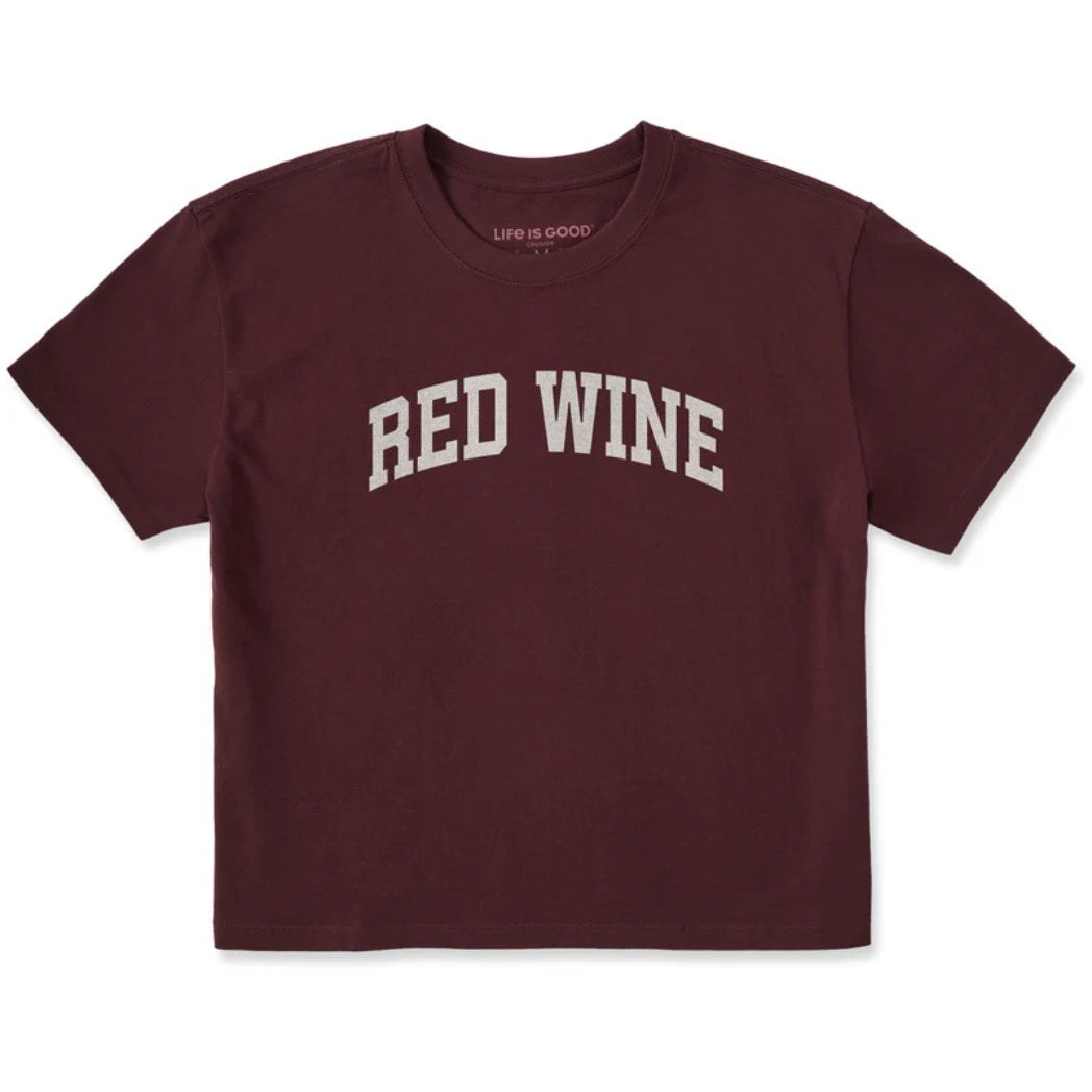 LIFE IS GOOD - WOMENS CRUSHER BOXY TEE | Red Wine Deep Burgundy