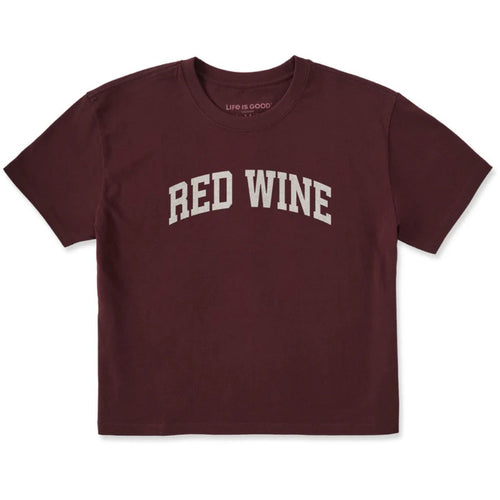 LIFE IS GOOD - WOMENS CRUSHER BOXY TEE | Red Wine Deep Burgundy