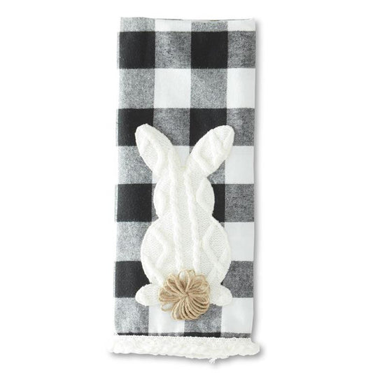 BLACK & WHITE CHECK BUNNY W/ POM POM TAIL TOWEL