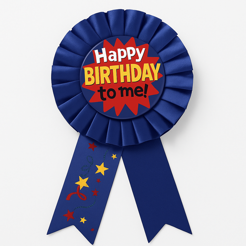 "Happy Birthday to Me!" Award Ribbon - Blue and Red