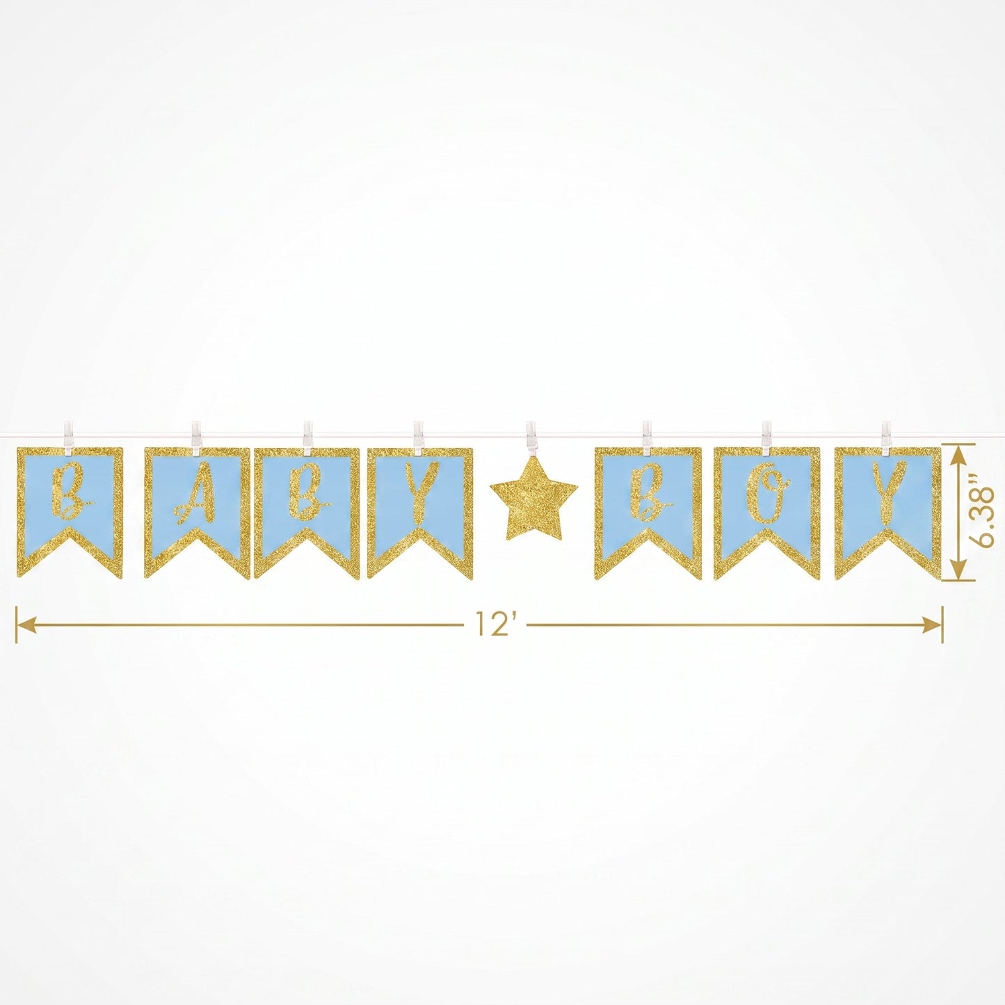 "Baby Boy" Glitter Clothespin Pennant Banner