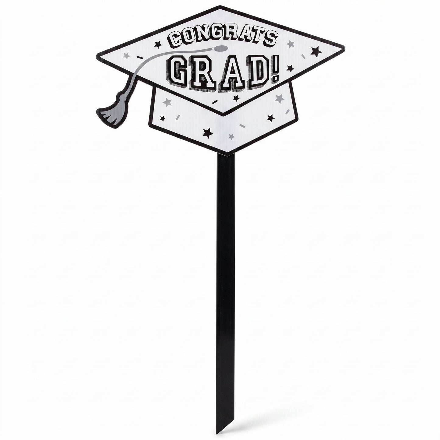 "Congrats Grad" White Lawn Sign with Stake