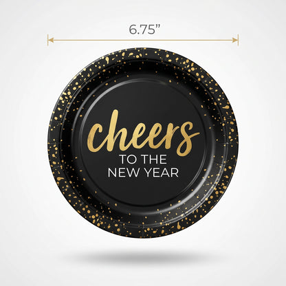 "Cheers To The New Year" 6.75-Inch Round Paper Plates - 20 Pack