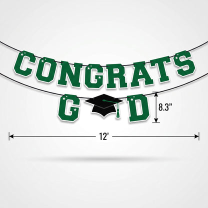 "Congrats Grad" Green Letter Banner for Graduation Celebrations