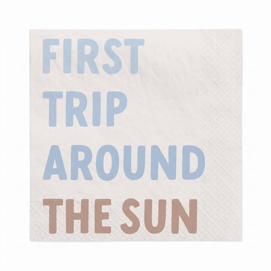 "First Trip Around the Sun" 1st Birthday Beverage Napkins - 5 In. X 5 In.
