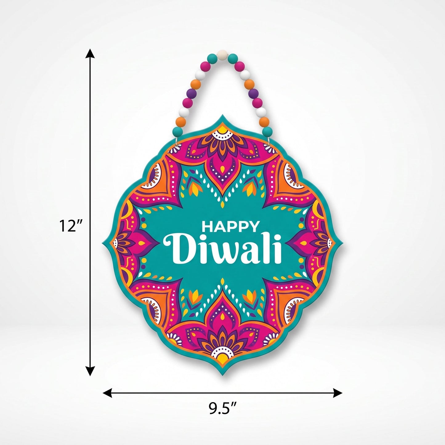 "Happy Diwali" Beaded Hanging Sign Decoration