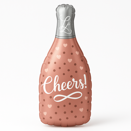 "Cheers" Rose Gold Champagne Bottle Foil Balloon - Air-Filled