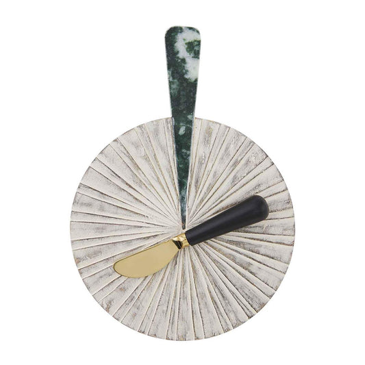 NATURAL MARBLE ROUND BOARD SET