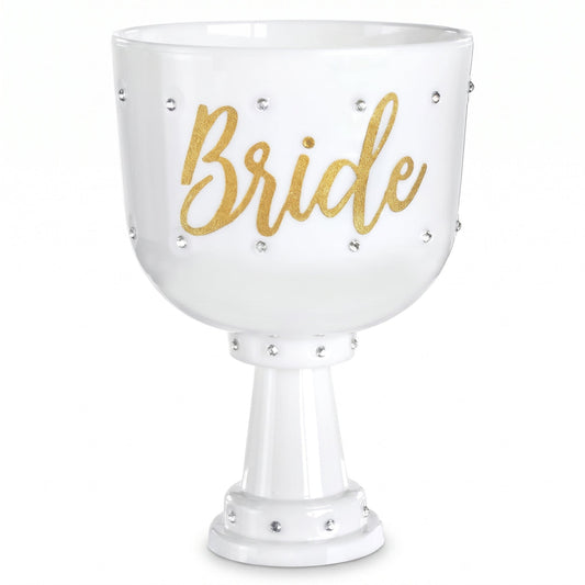 "Bride" Gemstone-Accented Goblet Cup, White, 26 oz