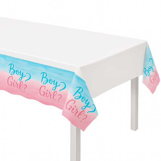 "Boy or Girl?" Plastic Table Cover for Gender Reveal Party