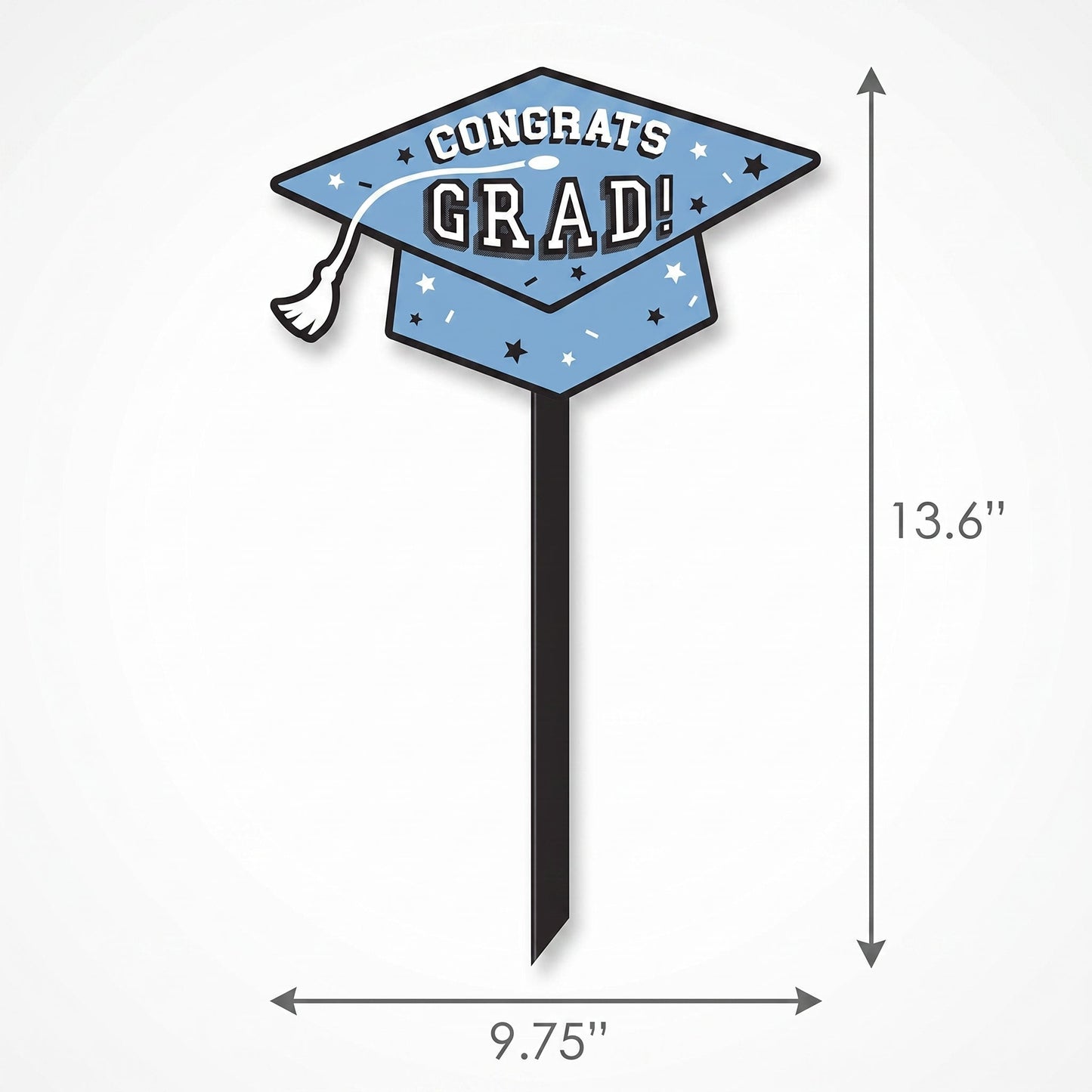 "Congrats Grad" Powder Blue Lawn Sign Decoration for Graduation