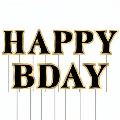 "Better with Age" Birthday Yard Sign - Black/Gold, 9-Piece Set