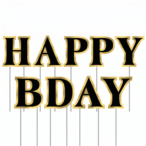 "Better with Age" Birthday Yard Sign - Black/Gold, 9-Piece Set