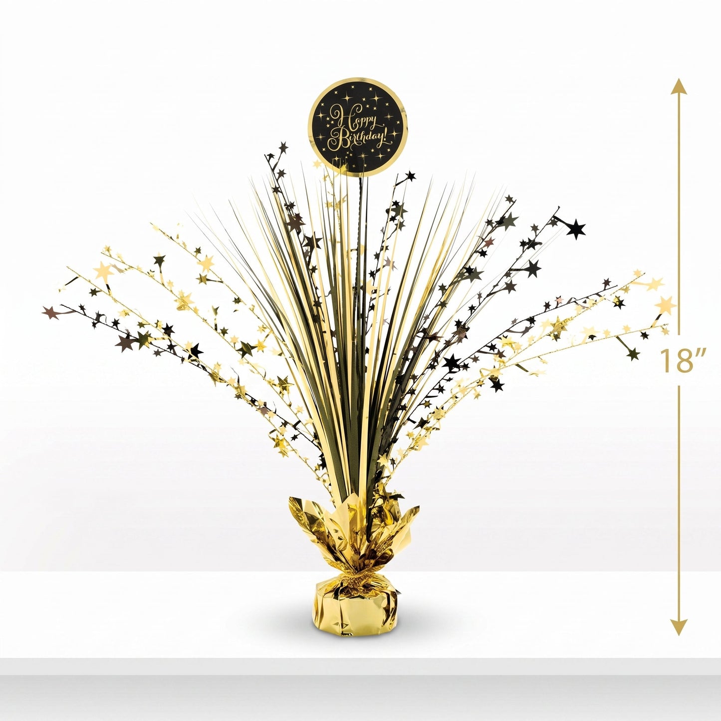 "Happy Birthday" Gold Starburst Centerpiece Spray