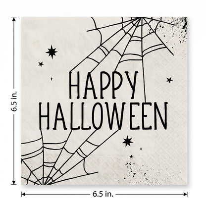 "Happy Halloween" Spider Web Luncheon Napkins - 6.5 In. x 6.5 In. - 40 Pack