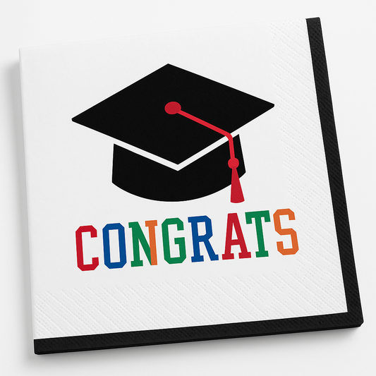 "Congrats" Graduation Beverage Napkins - 16 Pack - 5 In. X 5 In.