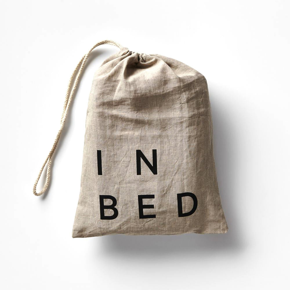 in bed | linen flat sheet | queen | kohl  - LC