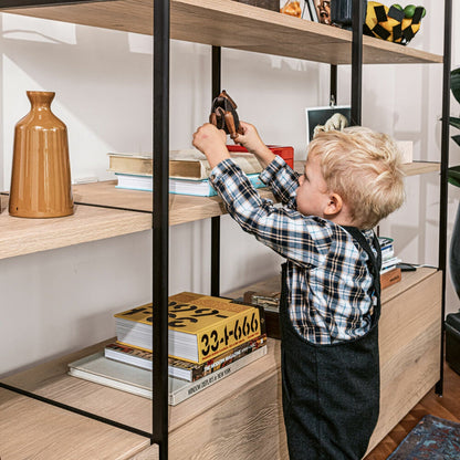 janua | bc 06 room 68 shelving system | 4x5 grid oak + black